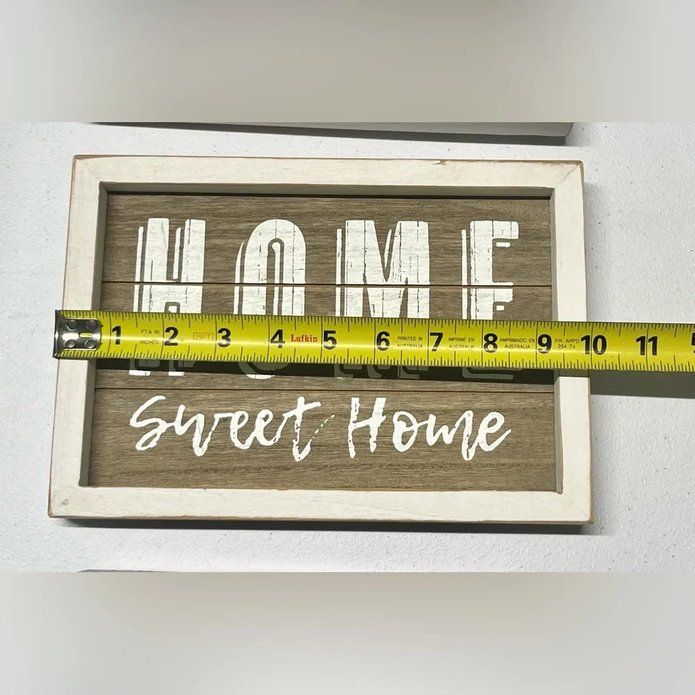 Rustic Distressed Primitive Brown and White 'Home Sweet Home' Wall Art Set of 3